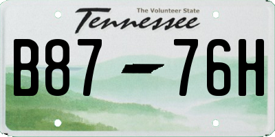 TN license plate B8776H