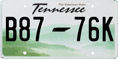 TN license plate B8776K