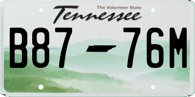 TN license plate B8776M