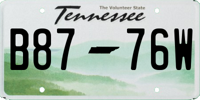 TN license plate B8776W
