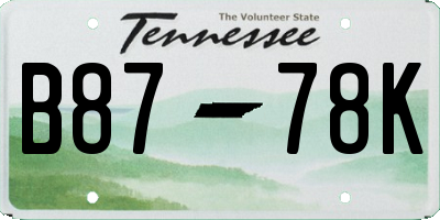 TN license plate B8778K