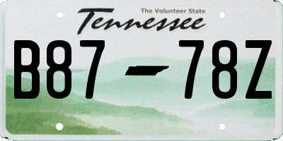 TN license plate B8778Z