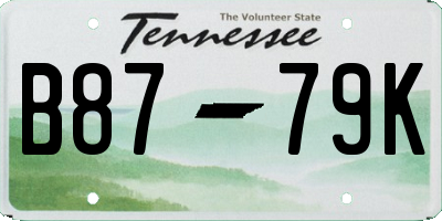 TN license plate B8779K