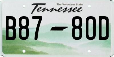 TN license plate B8780D