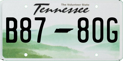 TN license plate B8780G