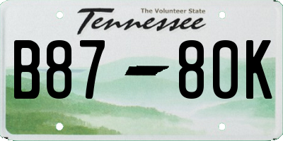 TN license plate B8780K