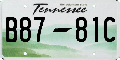 TN license plate B8781C