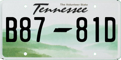 TN license plate B8781D