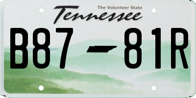 TN license plate B8781R