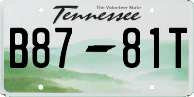 TN license plate B8781T