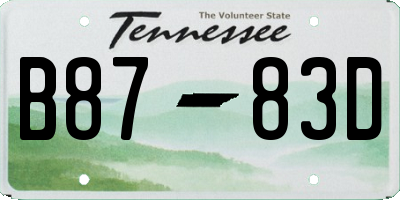TN license plate B8783D