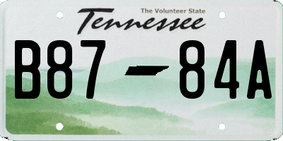 TN license plate B8784A