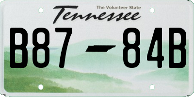 TN license plate B8784B