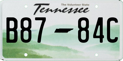 TN license plate B8784C
