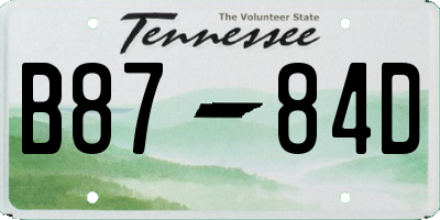 TN license plate B8784D