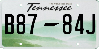 TN license plate B8784J