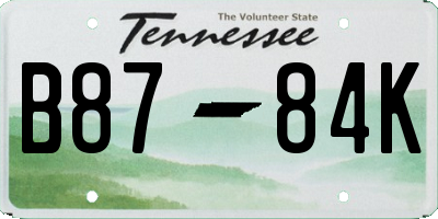 TN license plate B8784K