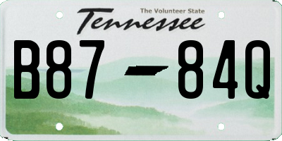 TN license plate B8784Q