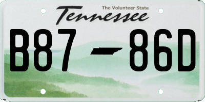 TN license plate B8786D