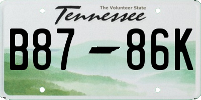 TN license plate B8786K
