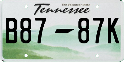 TN license plate B8787K