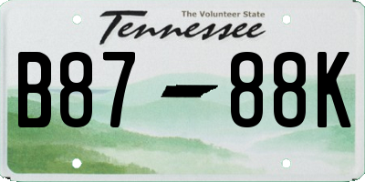 TN license plate B8788K