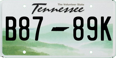 TN license plate B8789K