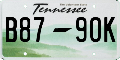 TN license plate B8790K