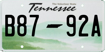 TN license plate B8792A