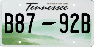 TN license plate B8792B