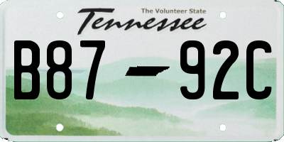 TN license plate B8792C