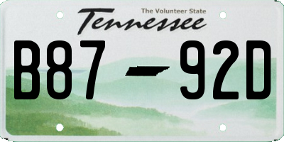 TN license plate B8792D