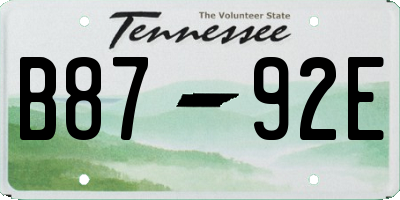 TN license plate B8792E