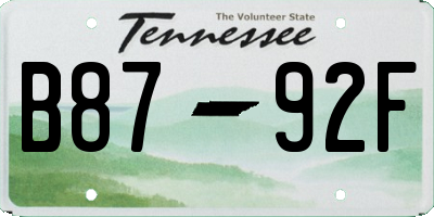 TN license plate B8792F