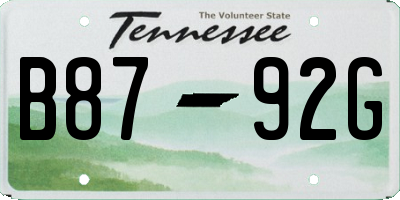 TN license plate B8792G