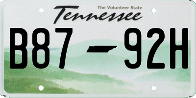 TN license plate B8792H