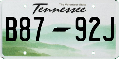 TN license plate B8792J