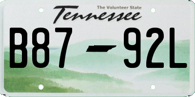 TN license plate B8792L
