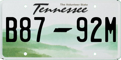 TN license plate B8792M