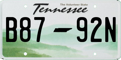 TN license plate B8792N