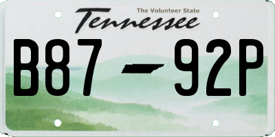 TN license plate B8792P
