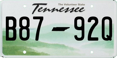 TN license plate B8792Q