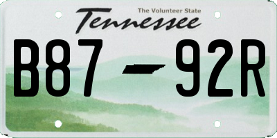 TN license plate B8792R