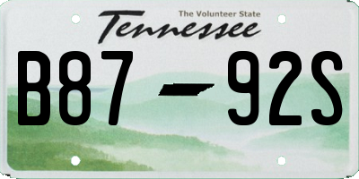 TN license plate B8792S