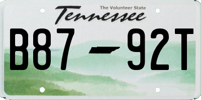 TN license plate B8792T