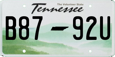 TN license plate B8792U