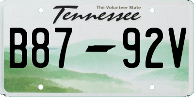TN license plate B8792V