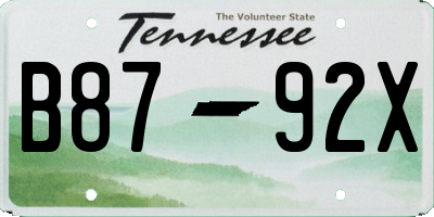 TN license plate B8792X