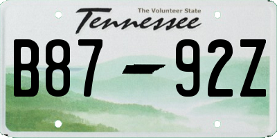 TN license plate B8792Z