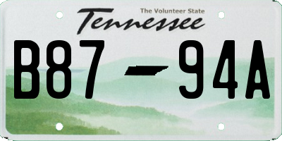 TN license plate B8794A